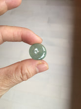 Load image into Gallery viewer, 15.7mm Type A 100% Natural icy watery green Jadeite Jade Safety Guardian Button donuts Pendant PC113
