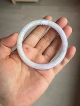 Load image into Gallery viewer, 56.5mm certified Type A 100% Natural purple white oval Jadeite Jade bangle BQ75-4930
