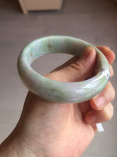 Load image into Gallery viewer, 56.5mm certificated Type A 100% Natural sunny green/purple/yellow  Monet’s Water Lilies Jade bangle E62-1029
