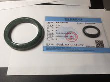 Load image into Gallery viewer, 57mm certified 100% natural dark green spinach green black jadeite jade bangle AS86-7086
