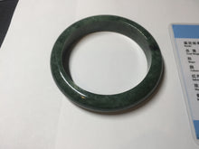 Load image into Gallery viewer, 57mm certified 100% natural dark green spinach green black jadeite jade bangle AS86-7086
