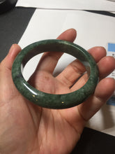 Load image into Gallery viewer, 57mm certified 100% natural dark green spinach green black jadeite jade bangle AS86-7086
