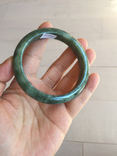 Load image into Gallery viewer, 58.2mm certified type A 100% Natural oily spinach green jadeite jade bangle PC11-9242
