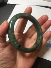 Load image into Gallery viewer, 57mm certified 100% natural dark green spinach green black jadeite jade bangle AS86-7086
