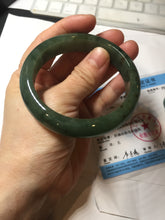 Load image into Gallery viewer, 57.5mm Certified Type A 100% Natural oily dark green(老油青)/gray Jadeite bangle BG226-3213
