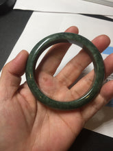 Load image into Gallery viewer, 57mm certified 100% natural dark green spinach green black jadeite jade bangle AS86-7086
