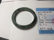 Load image into Gallery viewer, 54.5mm certified 100% natural dark green black jadeite jade bangle AS87-7064
