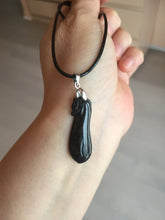 Load image into Gallery viewer, 100% natural type A icy black blessed melon Jadeite Jade pendant BK102
