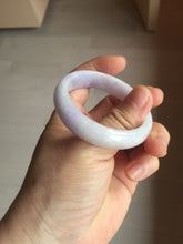 Load image into Gallery viewer, 50mm certified Type A 100% Natural purple white oval Jadeite Jade bangle BQ74-4936
