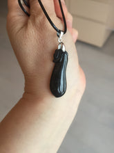 Load image into Gallery viewer, 100% natural type A icy black blessed melon Jadeite Jade pendant BK102
