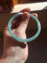 Load image into Gallery viewer, 56.5mm Certified Type A 100% Natural light green/blue/gray Guatemala slim round cut Jadeite bangle PD71-8153
