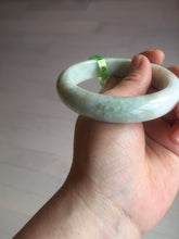 Load image into Gallery viewer, 58mm certificated Type A 100% Natural sunny green/white Jadeite Jade bangle E48-7904
