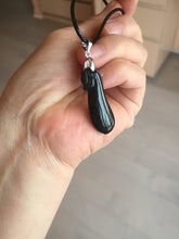 Load image into Gallery viewer, 100% natural type A icy black blessed melon Jadeite Jade pendant BK102
