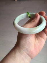 Load image into Gallery viewer, 58mm certificated Type A 100% Natural sunny green/white Jadeite Jade bangle E48-7904
