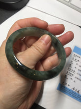 Load image into Gallery viewer, 54.5mm certified 100% natural dark green black jadeite jade bangle AS87-7064
