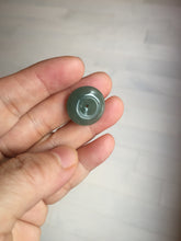 Load image into Gallery viewer, 18.4mm Type A 100% Natural oily dark green/gray Jadeite Jade Safety Guardian Button donuts Pendant PC110
