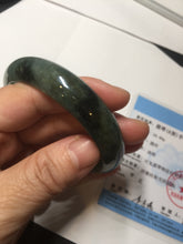 Load image into Gallery viewer, 54.5mm certified 100% natural dark green black jadeite jade bangle AS87-7064
