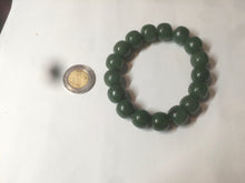 Load image into Gallery viewer, 100% Natural 10.7/11.9mm dark green/gray/black vintage style nephrite Hetian Jade（碧玉） bead bracelet group HF45

