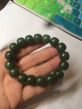 Load image into Gallery viewer, 100% Natural 10.7/11.9mm dark green/gray/black vintage style nephrite Hetian Jade（碧玉） bead bracelet group HF45
