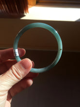 Load image into Gallery viewer, 55.5mm Certified Type A 100% Natural light green/blue/gray Guatemala slim round cut Jadeite bangle PD68-1470
