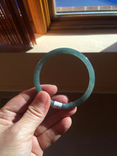 Load image into Gallery viewer, 55.5mm Certified Type A 100% Natural light green/blue/gray Guatemala slim round cut Jadeite bangle PD67-1481
