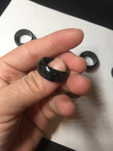 Load image into Gallery viewer, 100% natural type A black/dark green (Mocui, 墨翠) broad jadeite jade band ring thumb ring BK105
