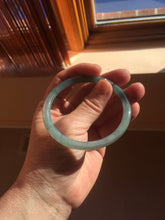 Load image into Gallery viewer, 55.5mm Certified Type A 100% Natural light green/blue/gray Guatemala slim round cut Jadeite bangle PD67-1481
