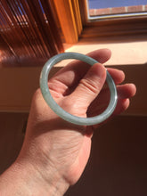 Load image into Gallery viewer, 55.5mm Certified Type A 100% Natural light green/blue/gray Guatemala slim round cut Jadeite bangle PD67-1481
