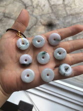 Load image into Gallery viewer, 18mm Type A 100% Natural green/purple/white Jadeite Jade safety Guardian donut Pendant group m99
