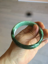 Load image into Gallery viewer, 56.6mm Certified Type A 100% Natural dark green/sunny green Jadeite Jade bangle K104-2840
