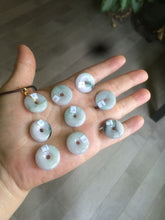 Load image into Gallery viewer, 18mm Type A 100% Natural green/purple/white Jadeite Jade safety Guardian donut Pendant group m99
