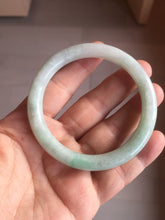 Load image into Gallery viewer, 53.6mm certified 100% natural type A white/sunny green round cut jadeite jade bangle AU38-9812
