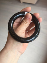 Load image into Gallery viewer, 54.3mm certified 10% Natural black(MO YU 墨玉) meteorite Stellar Night sky chubby round cut nephrite bangle HN1-8246
