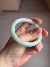 Load image into Gallery viewer, 53.6mm certified 100% natural type A white/sunny green round cut jadeite jade bangle AU38-9812
