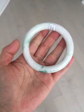 Load image into Gallery viewer, 57.8mm certified type A 100% Natural sunny green/white chubby round cut jadeite jade bangle BP9-4996
