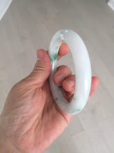 Load image into Gallery viewer, 57.8mm certified type A 100% Natural sunny green/white chubby round cut jadeite jade bangle BP9-4996
