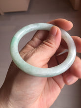 Load image into Gallery viewer, 53.6mm certified 100% natural type A white/sunny green round cut jadeite jade bangle AU38-9812
