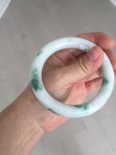 Load image into Gallery viewer, 57.8mm certified type A 100% Natural sunny green/white chubby round cut jadeite jade bangle BP9-4996
