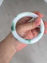 Load image into Gallery viewer, 57.8mm certified type A 100% Natural sunny green/white chubby round cut jadeite jade bangle BP9-4996
