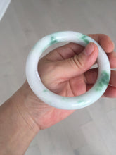 Load image into Gallery viewer, 57.8mm certified type A 100% Natural sunny green/white chubby round cut jadeite jade bangle BP9-4996
