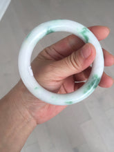 Load image into Gallery viewer, 57.8mm certified type A 100% Natural sunny green/white chubby round cut jadeite jade bangle BP9-4996
