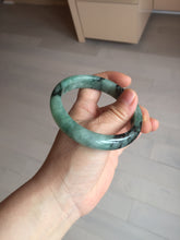 Load image into Gallery viewer, Shopify only! 59mm certified type A 100% Natural icy watery green/black Jadeite Jade bangle BM44-8566
