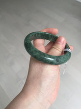 Load image into Gallery viewer, 57mm certified 100% natural dark green spinach green black jadeite jade bangle AS86-7086
