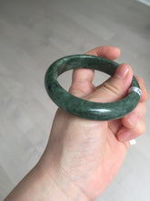 Load image into Gallery viewer, 57mm certified 100% natural dark green spinach green black jadeite jade bangle AS86-7086
