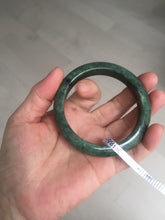 Load image into Gallery viewer, 57mm certified 100% natural dark green spinach green black jadeite jade bangle AS86-7086
