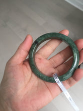 Load image into Gallery viewer, 57mm certified 100% natural dark green spinach green black jadeite jade bangle AS86-7086
