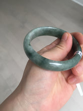 Load image into Gallery viewer, 54.5mm certified 100% natural dark green black jadeite jade bangle AS87-7064
