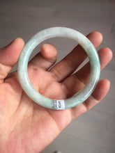 Load image into Gallery viewer, 55mm certified 100% natural type A white/sunny green round cut jadeite jade bangle AU37-(8269)
