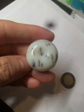 Load image into Gallery viewer, 100% Natural white beige with black/brown flying dandelions Osmanthus fragrant cheese cake nephrite Hetian Jade pendant/worry stone HT68

