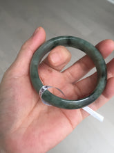 Load image into Gallery viewer, 54.5mm certified 100% natural dark green black jadeite jade bangle AS87-7064
